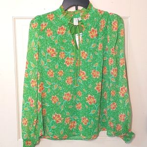 NWT Joie green floral top, size XS runs big